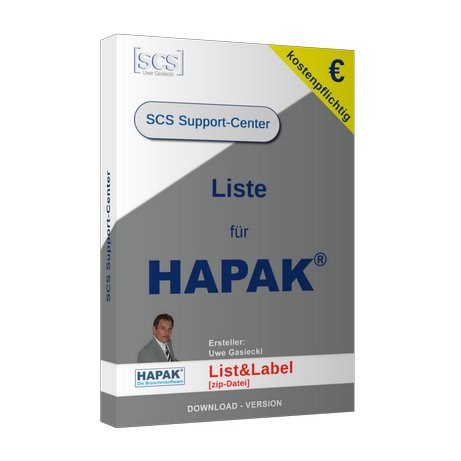 Produktcover - List&Label Liste für HAPAK